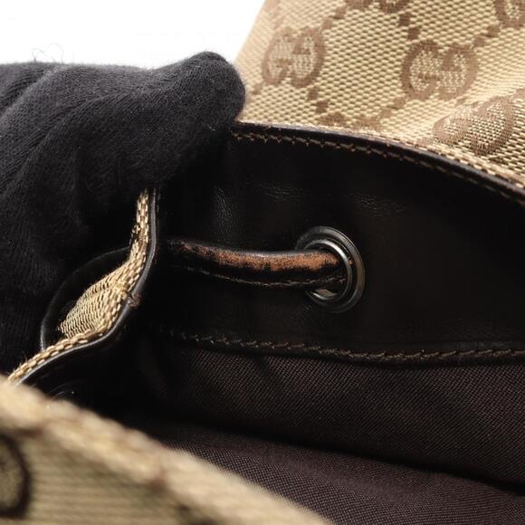 Gucci GG Canvas Backpack, and Leather, Women's, Beige Brown, 003 0242 - Picture 10 of 10